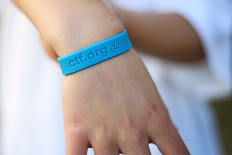 Detail shot of a ctf.org bracelet